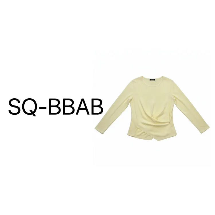 23209大码女圆领不规则交叉长袖上衣