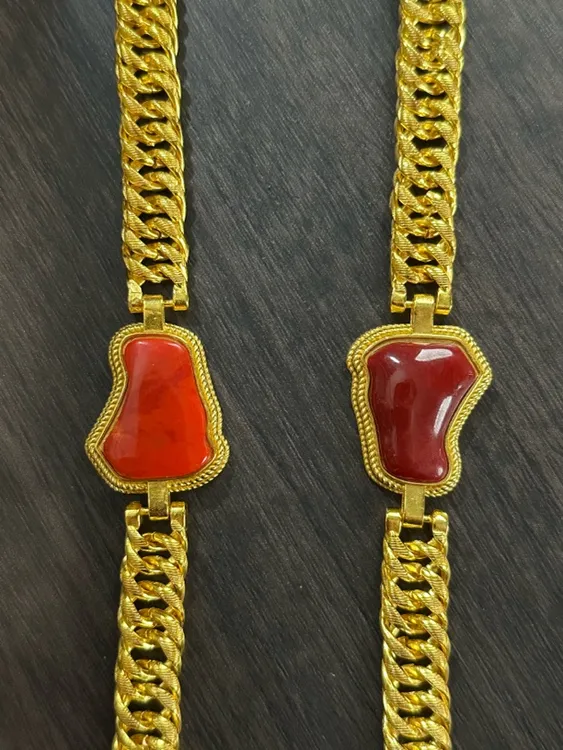 铜合金大理石手链 新款铜合金手链红色款民族风藏式金色