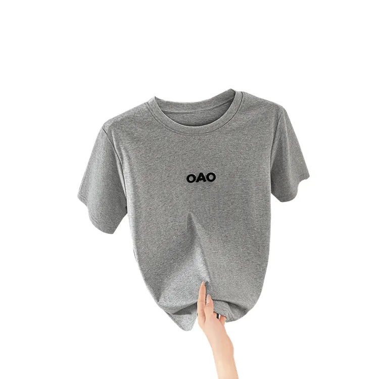 她池2025夏季新女装圆领正肩简约字母休闲风短款短袖T恤T52X2275T
