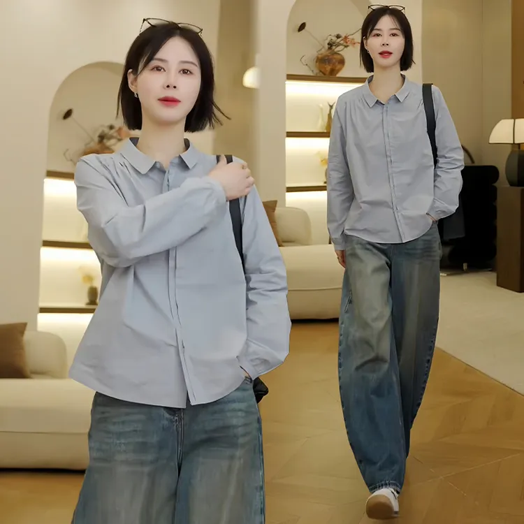 职业风宽松百搭长袖衬衫女2025年秋冬季新款欧货气质减龄遮肉上衣