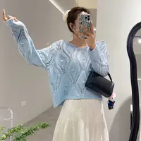 大禾【镂空勾花】高级感气质软糯春季针织衫女慵懒风宽松显瘦毛衣