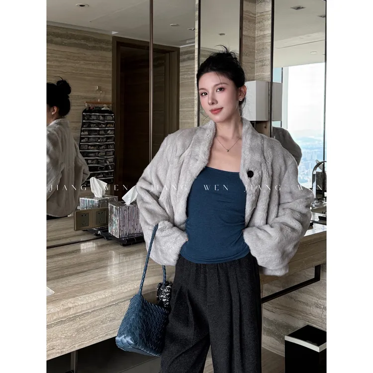 【听雪】环保毛毛圆领软糯毛茸茸外套