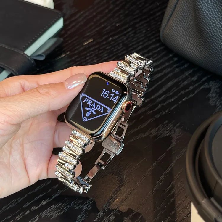 适用苹果iwatchS10手表s9新款S11不规则s8/7金属镶钻高级轻奢腕带