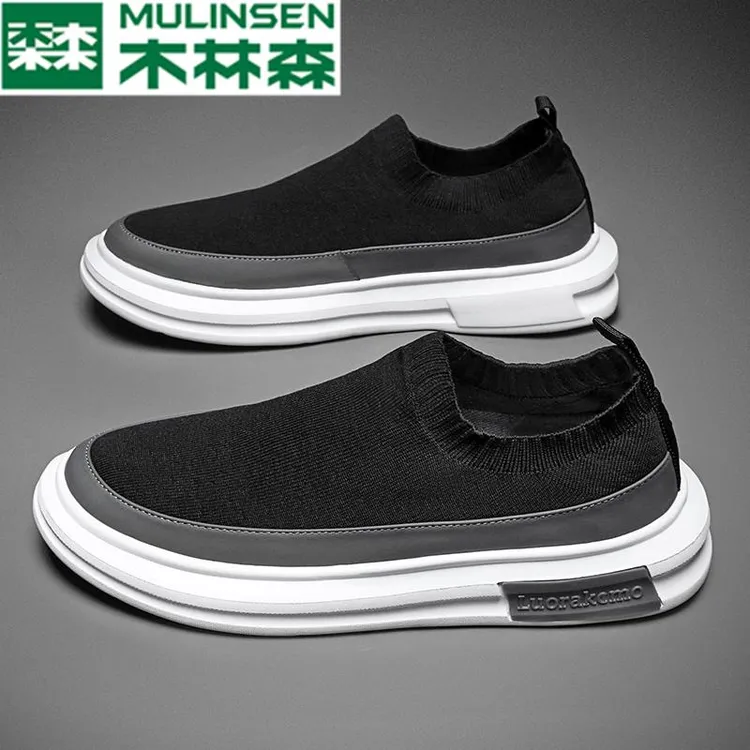 木林森帆布鞋男夏季爆款一脚蹬懒人防滑袜子鞋新款低帮老北京布鞋
