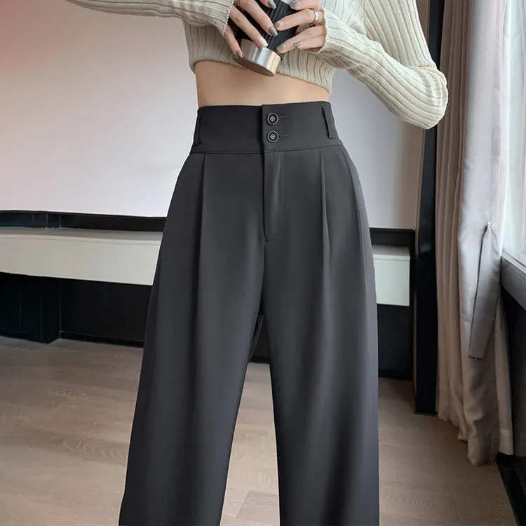 西装阔腿裤女2025秋冬季新品韩系小个子高级感垂感休闲直筒长裤子