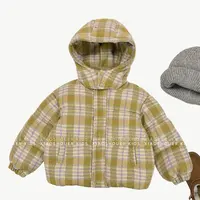 【小首尔】现货-男女童帅气格子连帽棉服冬保暖加厚棉袄HBB6590