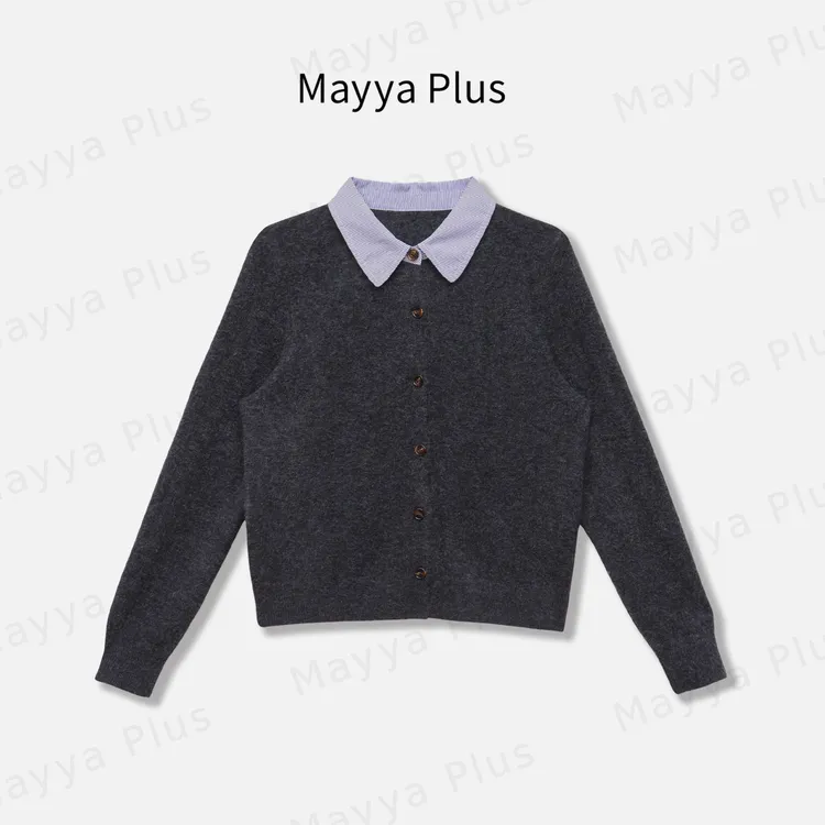 【北欧港湾】Mayya Plus麦芽定制流光风假两件针织开衫上衣32536603
