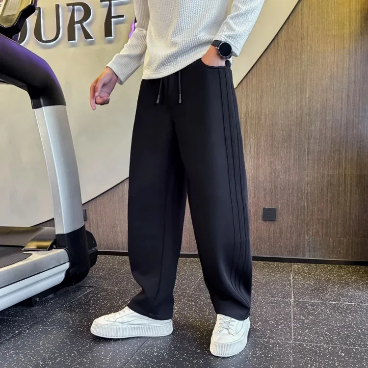 仓石一树男士加绒卫裤男款爆款百搭直筒裤裤子男装运动垂感休闲裤