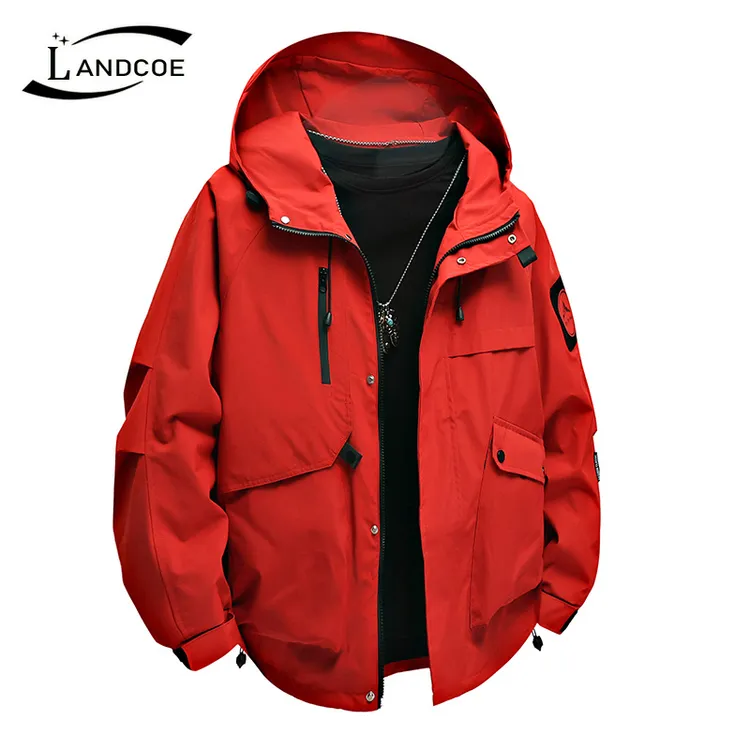 春秋户外百搭冲锋衣外套男女同款登山服运动休闲宽松连帽夹克上衣