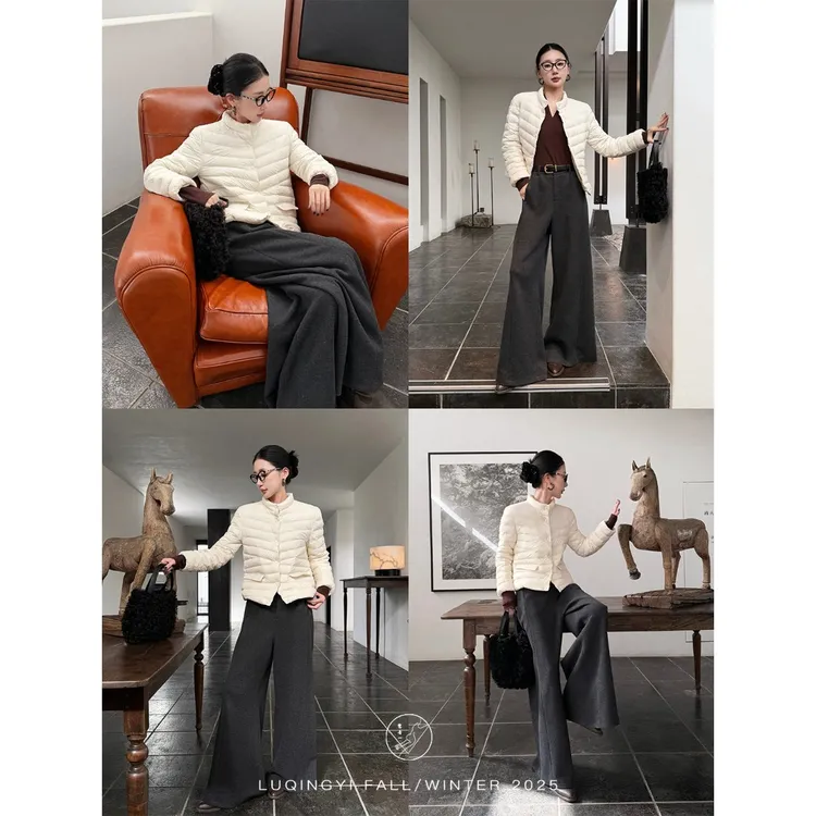 鹭青一原创【长虹】亲肤锁温垂感宽松直筒休闲裤女L25K3382K