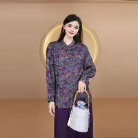 红颜-如歌年代新中式盘扣鱼鳞纹衬衫女秋季新款时尚复古宽松上衣