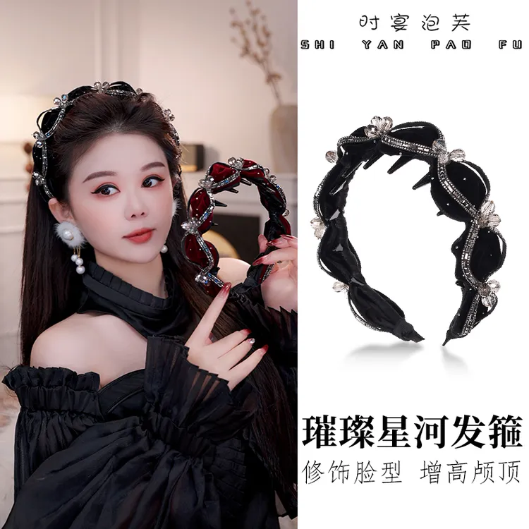 时宴泡芙璀璨星河发箍波浪日常秋冬丝绒款头箍增高颅顶显发量发饰