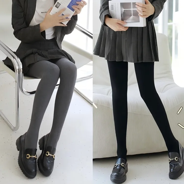 【早秋上新】漫画腿微压竖条袜女秋冬显瘦防起球竖条袜四季薄厚绒款