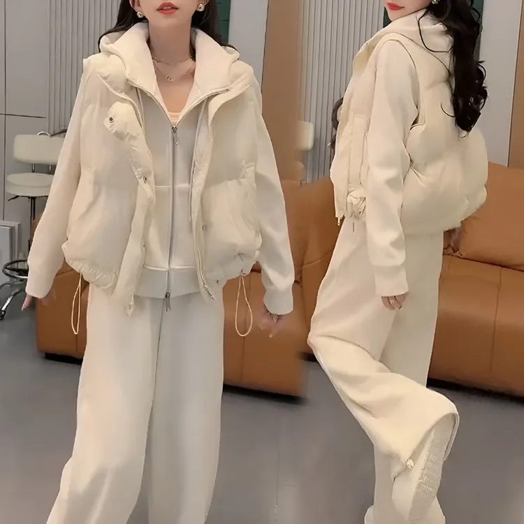 官图 2025冬季新款时尚显瘦气质高档套装百搭宽松加绒加厚三件套