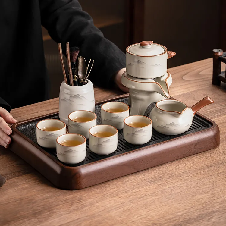 2026新款汝窑水墨自动茶具家用陶瓷泡茶壶功夫茶杯办公室泡茶器具商品图