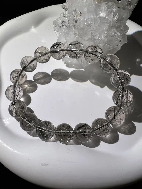 合成金属手链 冰透黑fa晶一物一图