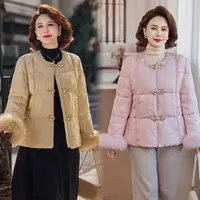 高档年货狐狸毛羽绒服中年妈妈冬装中国风洋气90白鸭绒轻盈保暖服