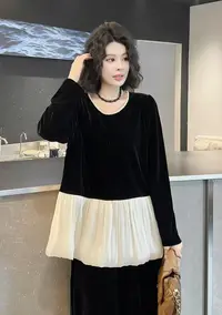 清苍价~深圳8695南油高定气质拼接荷叶边上衣百搭减龄显瘦衫