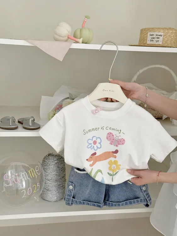 SY-68081-儿童时尚洋气百搭夏天来了印花T恤（夏款）