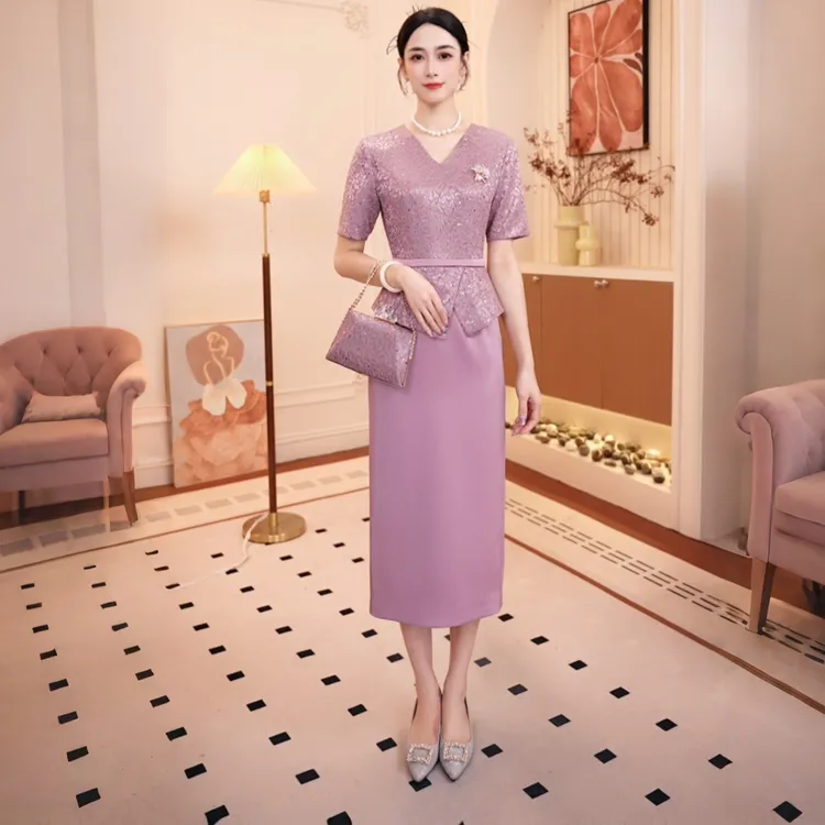 喜婆婆妈妈装2025新款爆款夏季丈母娘礼服婚宴高端洋气小个子可穿