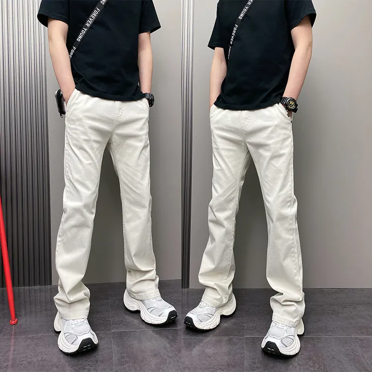 秋冬加绒保暖青年宽松哈伦潮流直筒裤痞帅美式休闲百搭微喇牛仔裤