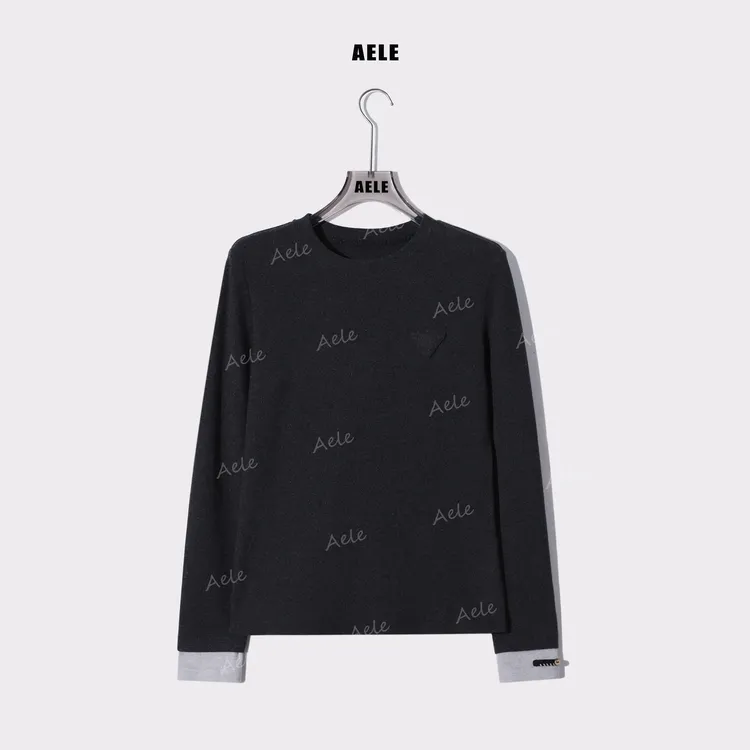 AELE秋冬时尚圆领毛衫打底袖口撞色拼接显瘦长袖T恤 T855 3726 AD