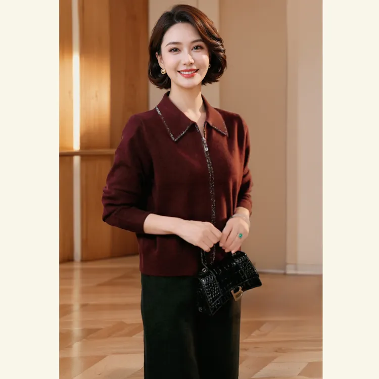 【秋】年轻妈妈秋针织外套2025新款洋气中老年女装春秋季上衣服