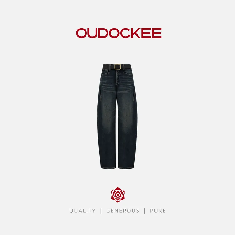 OUDOCKEE 鸥鸥【老爹裤】美式复古设计感弯刀牛仔裤 NACX981T