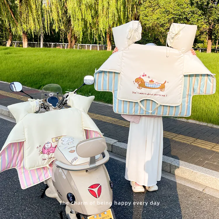 腊肠狗电动车挡风被冬季加厚双面防水高颜值防寒摩托车防风罩原创