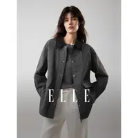 ELLE女装撞色棉服2025冬季新款时髦独特轻薄通勤短外套L8WHM009