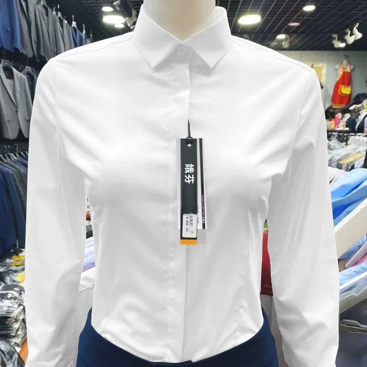 衬衫女长袖2025春秋新款韩版修身百搭正装工作服免烫弹力白色衬衣