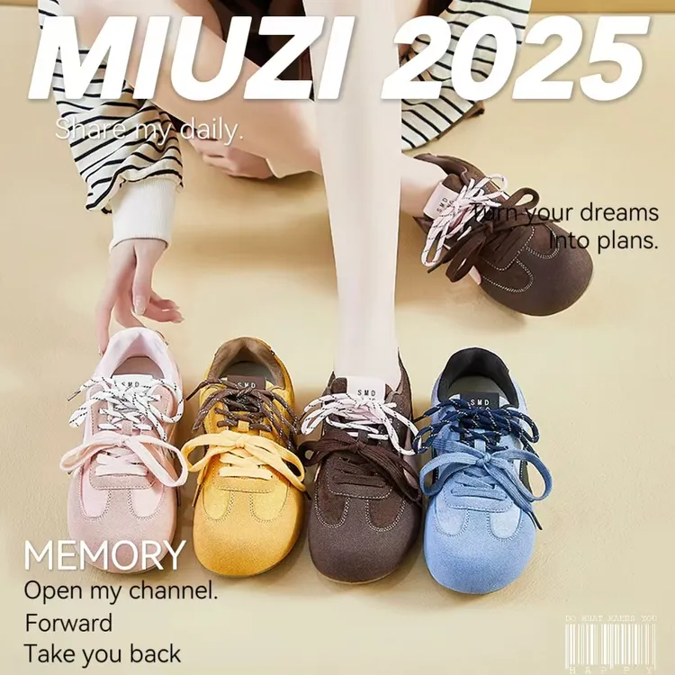 【外贸尾单】日系春季新款德训鞋女潮跑步运动休闲百搭平底阿甘鞋