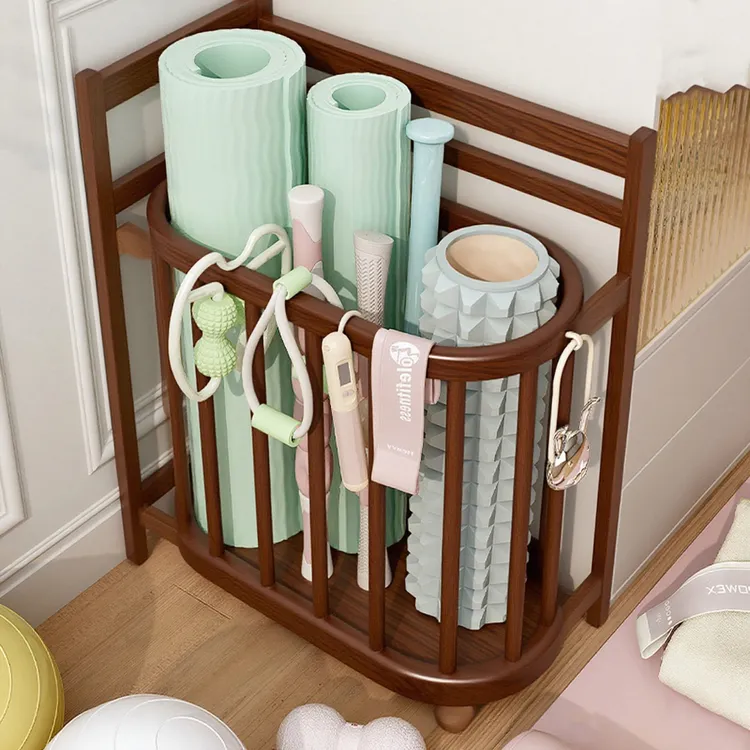 [巨能装]瑜伽垫健身器材收纳篮带轮置物架塑料大号置物架落地筐