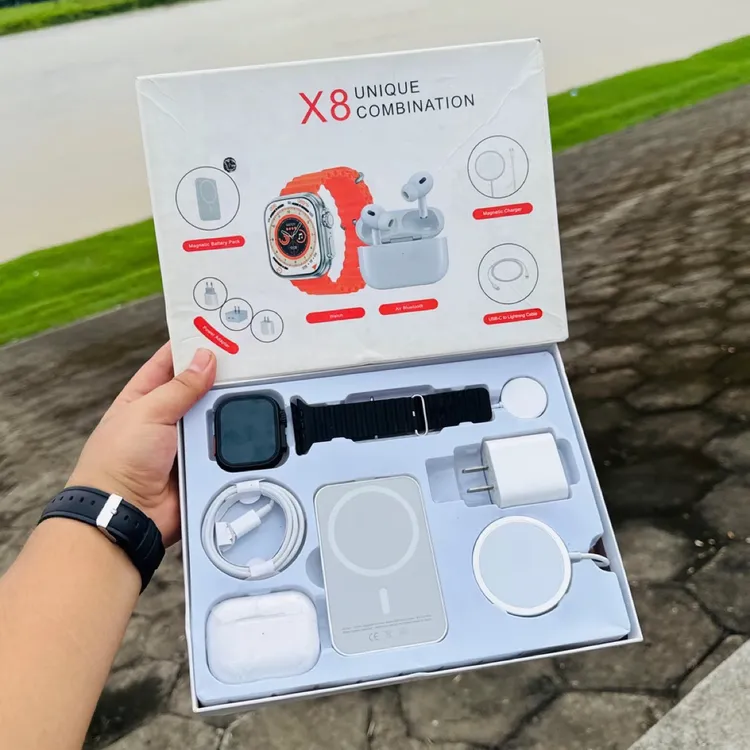 X8套装 智能穿戴手表 心率计步通话健康蓝牙提醒运动耳机充电宝
