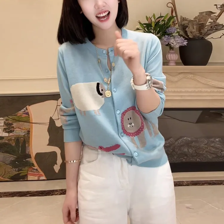欧货设计感卡通针织开衫女秋季2025新款显瘦洋气独特别致上衣女潮