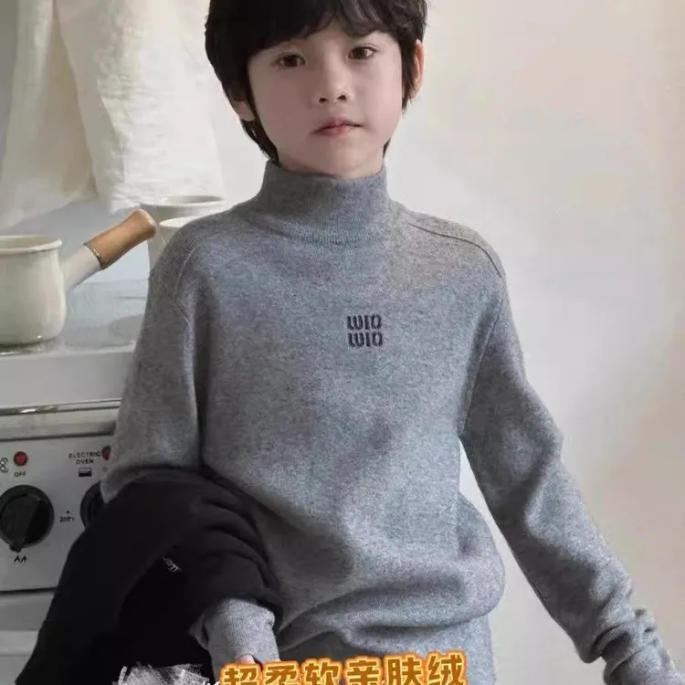 男童毛衣打底衫半高领2025新款儿童秋冬装洋气中大女童针织衫线衣
