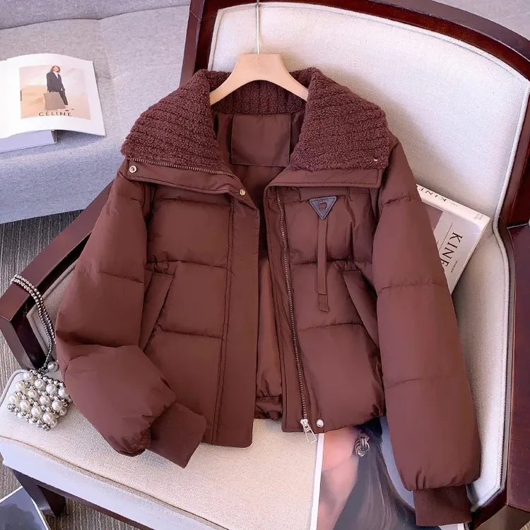 小个子黑色娃娃领棉服女2026年新款冬季棉衣加厚短款大翻领面包服