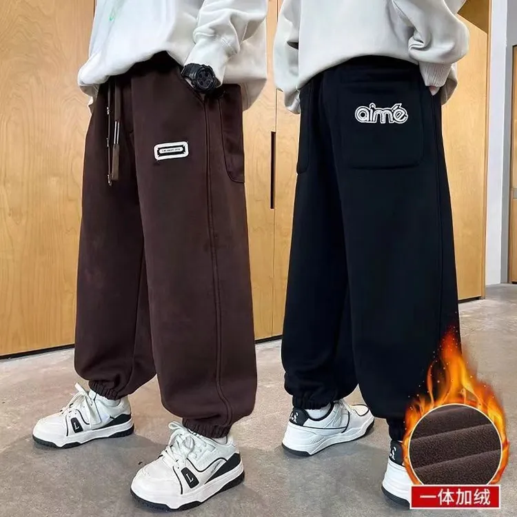 灯芯绒男童裤子春秋款上新2025新款休闲裤一体绒加绒加厚儿童长裤