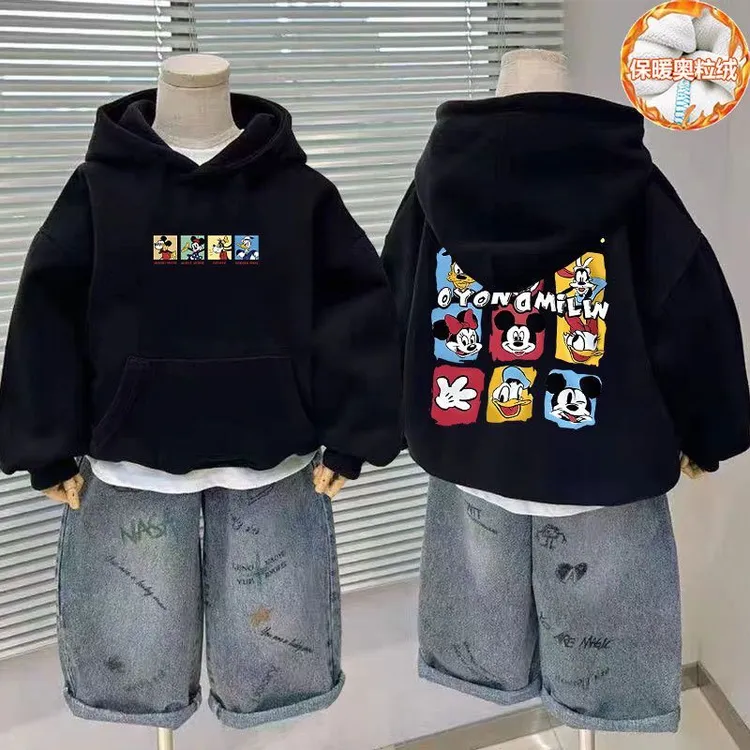 奥粒绒韩版米奇印花连帽卫衣秋冬季宽松百搭休闲学院风上衣外套潮