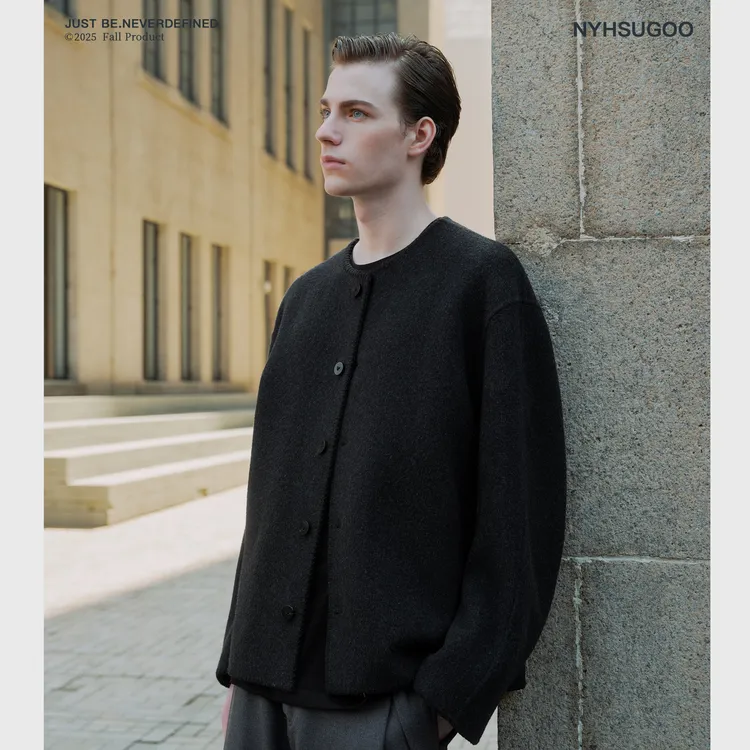NYHSUGOO/南乙秋冬精选绵羊毛混纺920克66支数双面呢3766男士外套