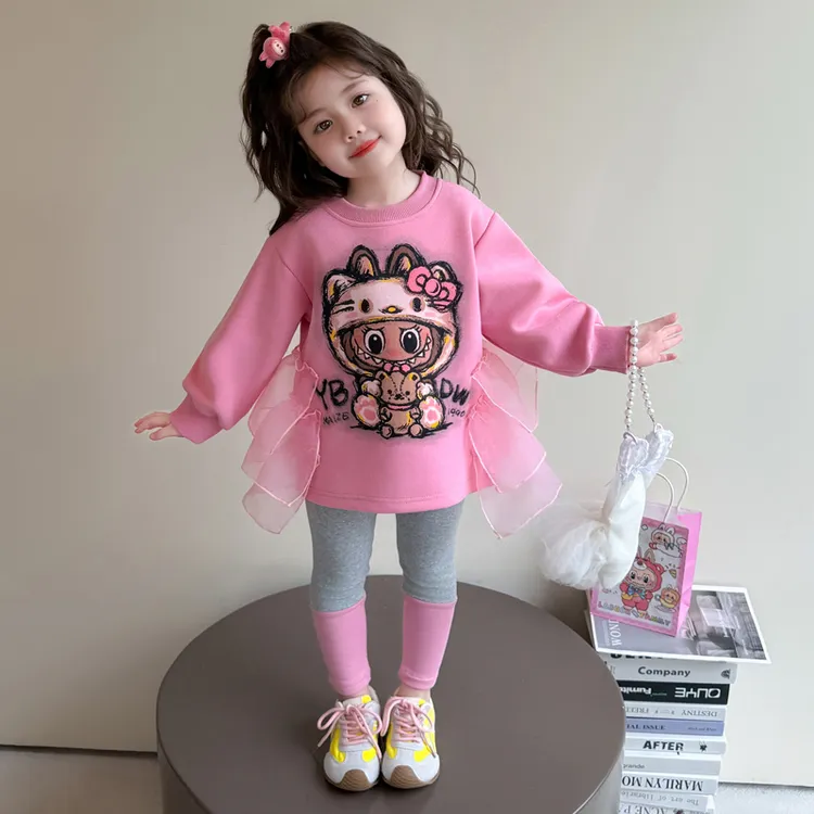 女童秋冬装2025新款套装宝宝韩版洋气儿童休闲女孩秋季加绒两件套