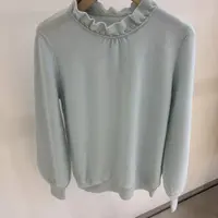 100%山羊绒花边领半高领加厚打底衫