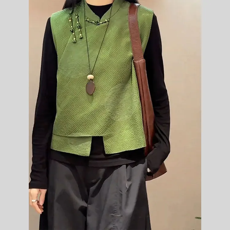 新中式女装国风唐装外套叠穿马甲宋锦夹克上衣女2025新款坎肩马夹