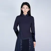 浒城古娘中式国风立领精致刺绣休闲长袖椿屿罗马上衣HCSS050957