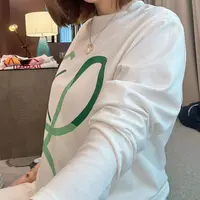 雪姐服饰「星链长袖」秋季百搭显瘦撞色涂鸦印花长袖时尚圆领T恤