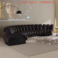 瑞士DS-600设计师异形蛇形牛皮沙发中古风黑色弧形大户型客厅沙发