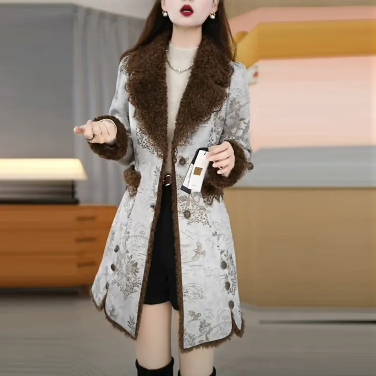 TR精纺轻奢加绒加厚外套2025冬季新款高级感修身显瘦气质保暖大衣