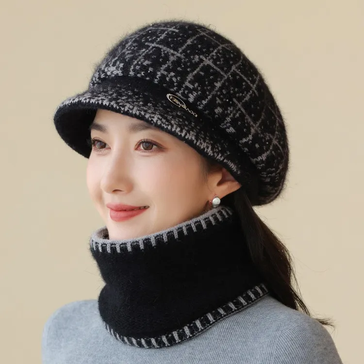 秋冬中老年人毛线帽子女老人加厚保暖防寒奶奶帽子时尚妈妈帽子