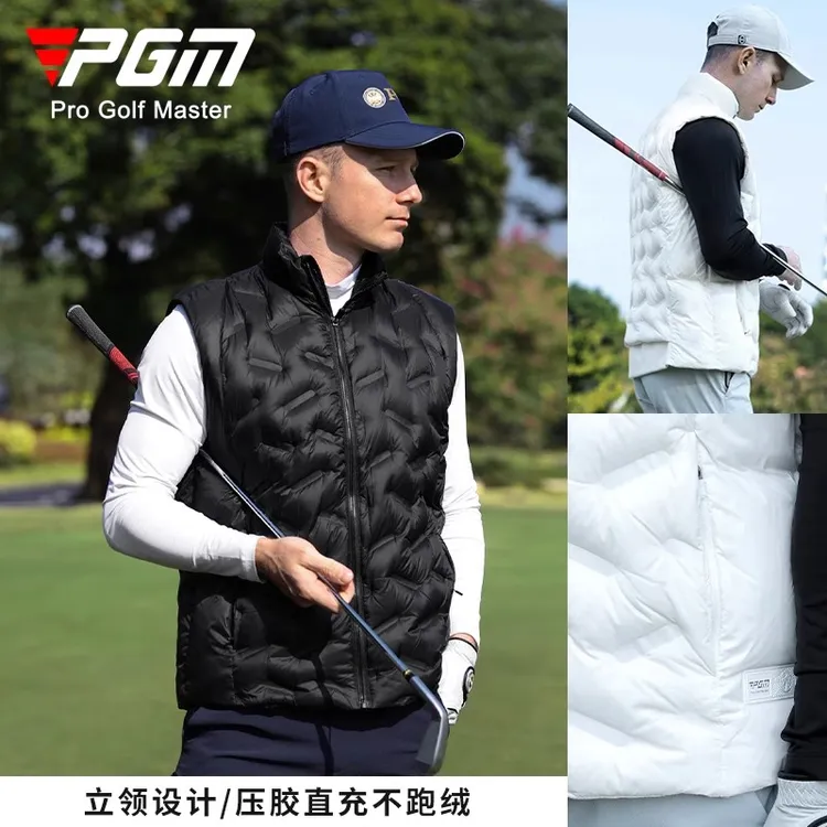 PGM 高尔夫男装羽绒马甲秋冬季保暖鸭绒填充舒适立领golf外套