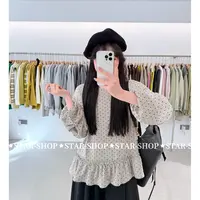 ｛点点｝秋 圆领 灯笼袖 裙摆款 点点休闲加厚T恤